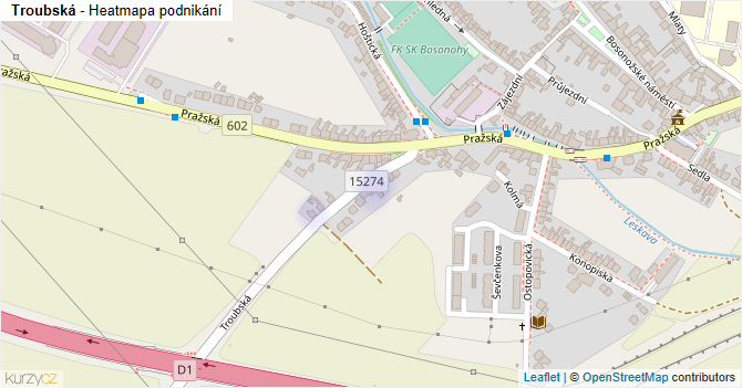 Troubská - mapa podnikání
