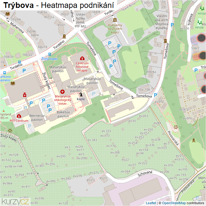 Mapa Trýbova - Firmy v ulici.