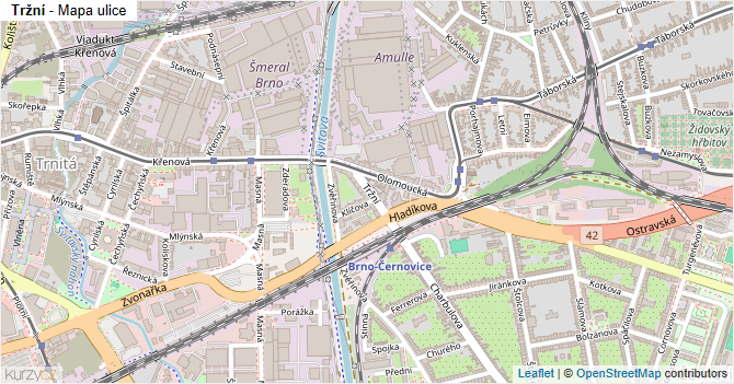 Tržní - mapa ulice