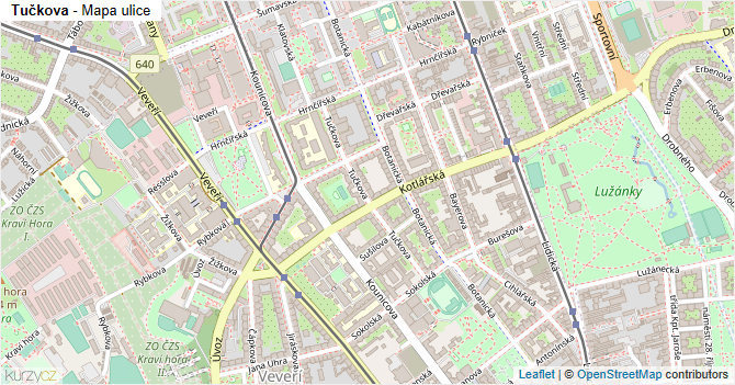 Tučkova - mapa ulice