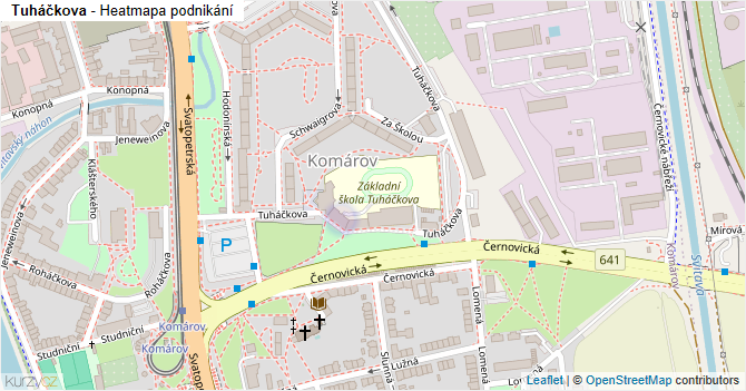 Tuháčkova - mapa podnikání