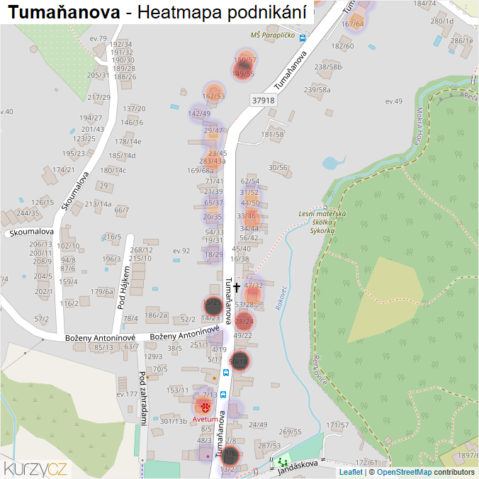 Mapa Tumaňanova - Firmy v ulici.