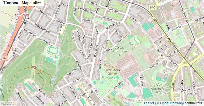 Tůmova - mapa ulice