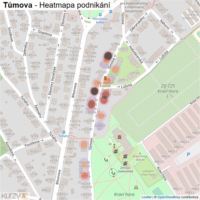 Mapa Tůmova - Firmy v ulici.