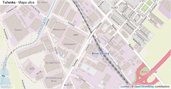 Tuřanka - mapa ulice