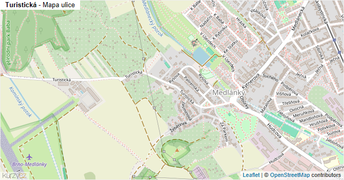 Turistická - mapa ulice