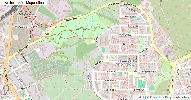 Tvrdonická - mapa ulice