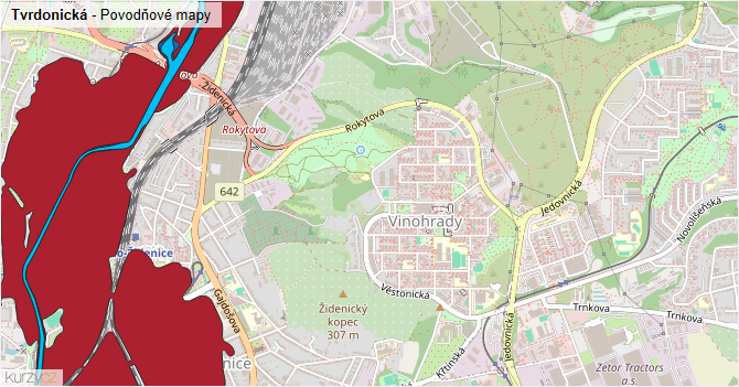 Tvrdonická - záplavové mapy stoleté vody