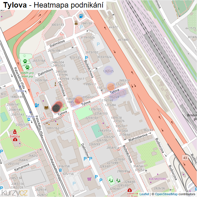 Mapa Tylova - Firmy v ulici.