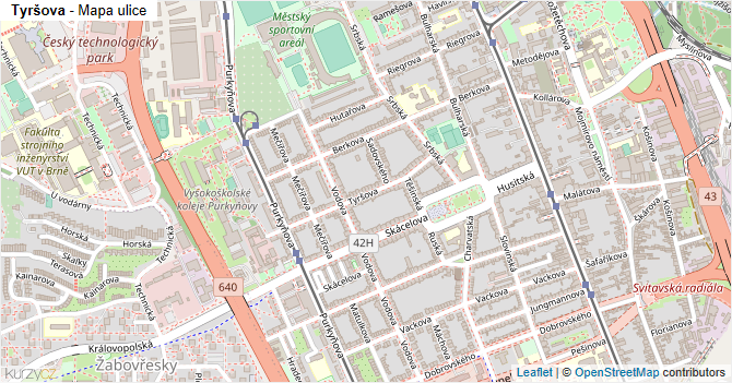Tyršova - mapa ulice