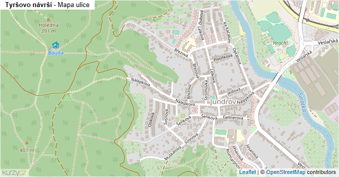 Tyršovo návrší - mapa ulice