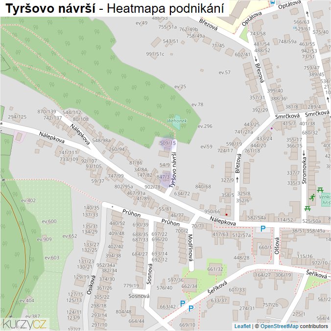 Mapa Tyršovo návrší - Firmy v ulici.