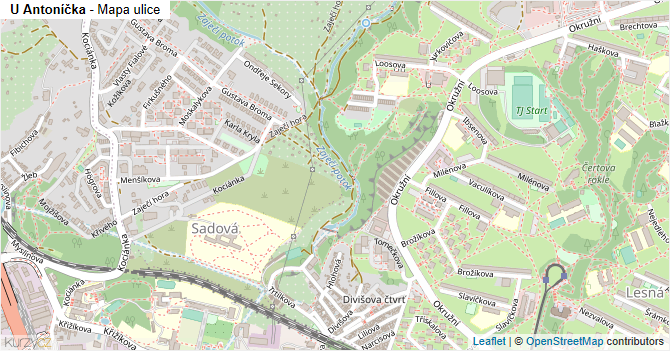 U Antoníčka - mapa ulice