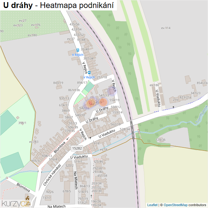 Mapa U dráhy - Firmy v ulici.