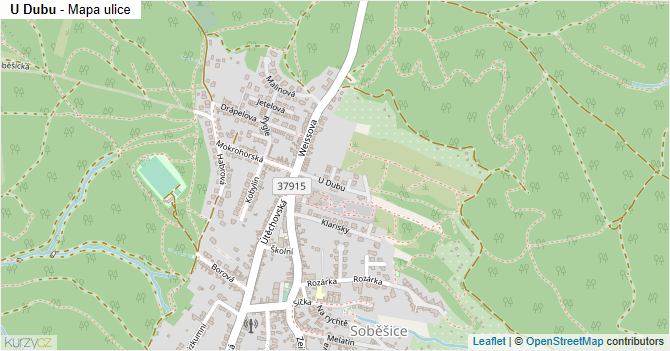 U Dubu - mapa ulice