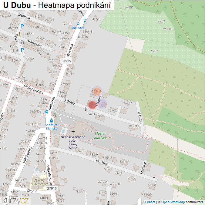 Mapa U Dubu - Firmy v ulici.