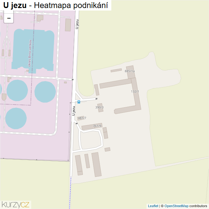 Mapa U jezu - Firmy v ulici.