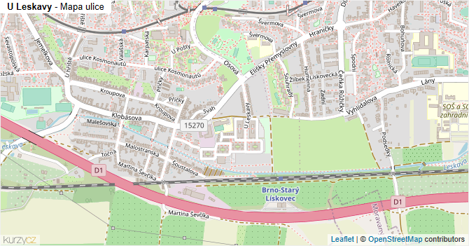 U Leskavy - mapa ulice