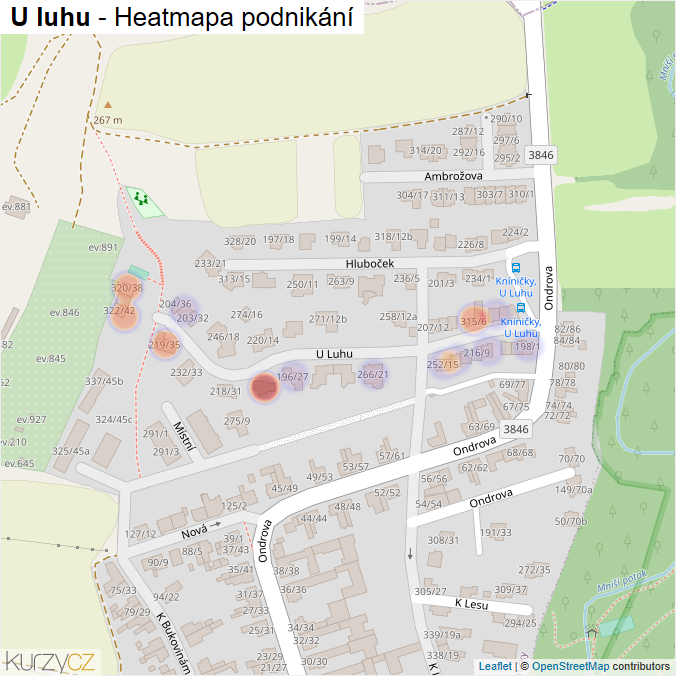 Mapa U luhu - Firmy v ulici.