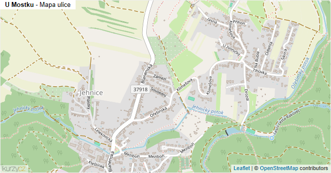 U Mostku - mapa ulice