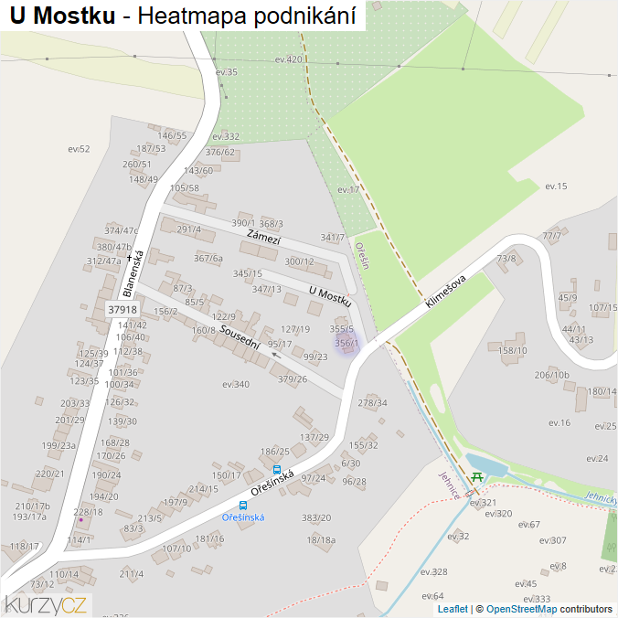 Mapa U Mostku - Firmy v ulici.