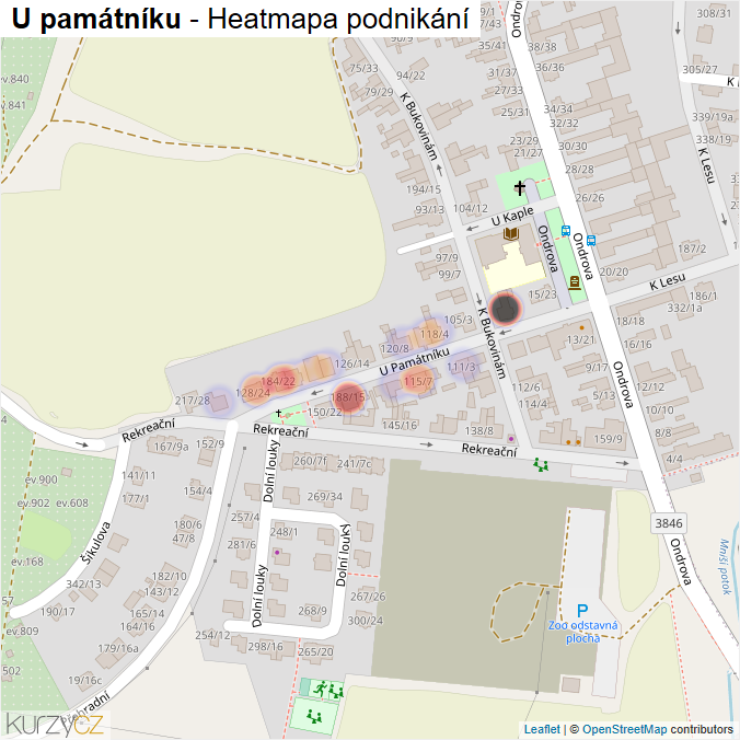 Mapa U památníku - Firmy v ulici.