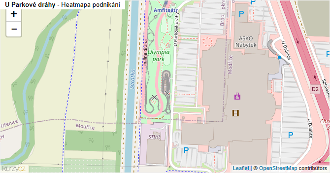 U Parkové dráhy - mapa podnikání