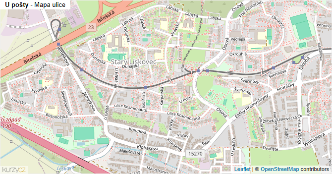 U pošty - mapa ulice