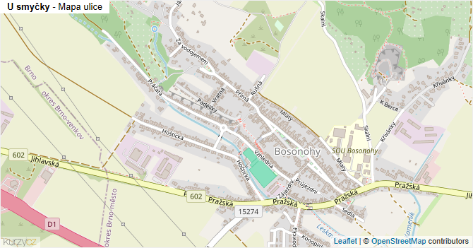 U smyčky - mapa ulice