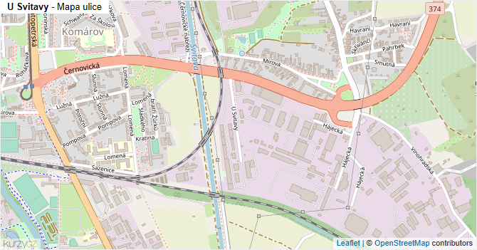 U Svitavy - mapa ulice