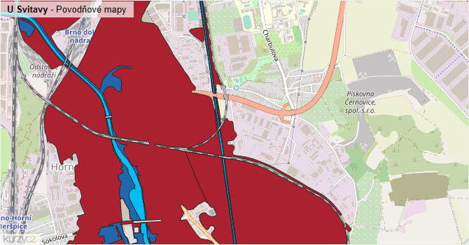 U Svitavy - záplavové mapy stoleté vody