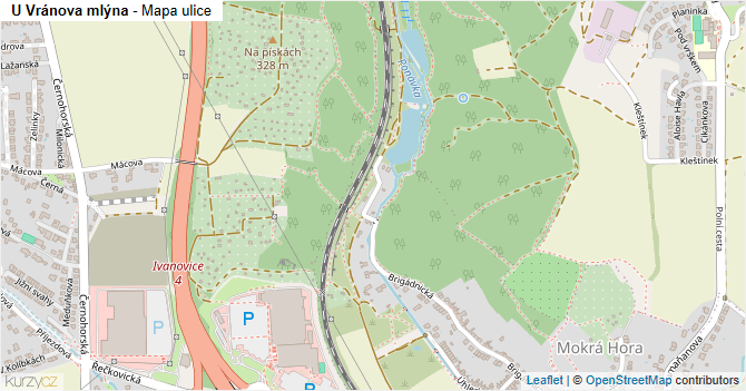U Vránova mlýna - mapa ulice