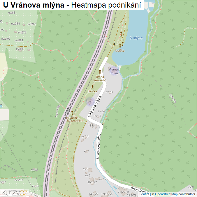 Mapa U Vránova mlýna - Firmy v ulici.