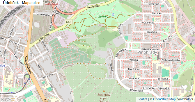Údolíček - mapa ulice