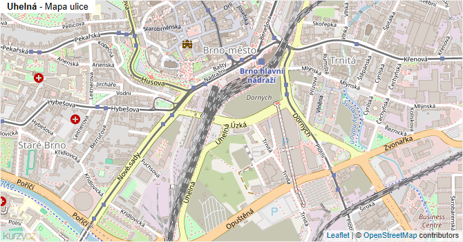 Uhelná - mapa ulice