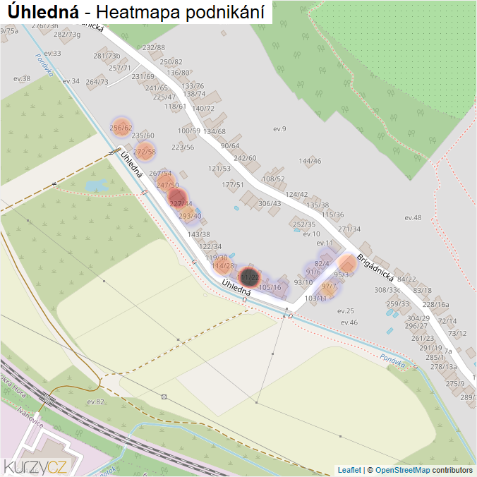 Mapa Úhledná - Firmy v ulici.