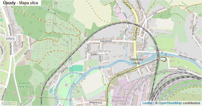 Újezdy - mapa ulice