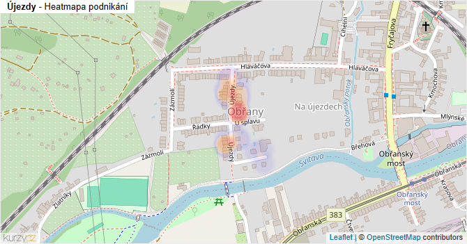 Újezdy - mapa podnikání