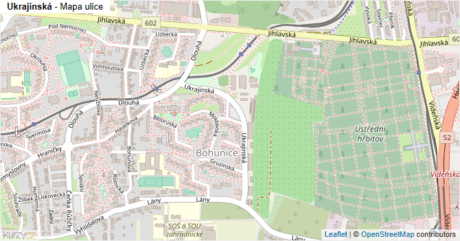 Ukrajinská - mapa ulice