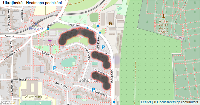 Ukrajinská - mapa podnikání