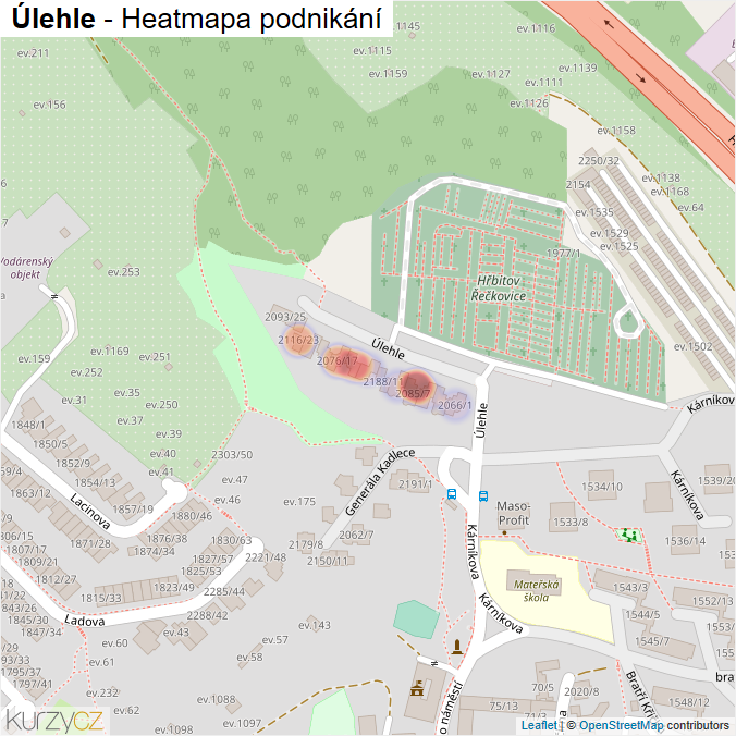 Mapa Úlehle - Firmy v ulici.