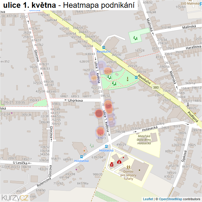 Mapa ulice 1. května - Firmy v ulici.