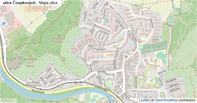 ulice Čoupkových - mapa ulice