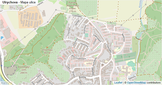 Ulrychova - mapa ulice