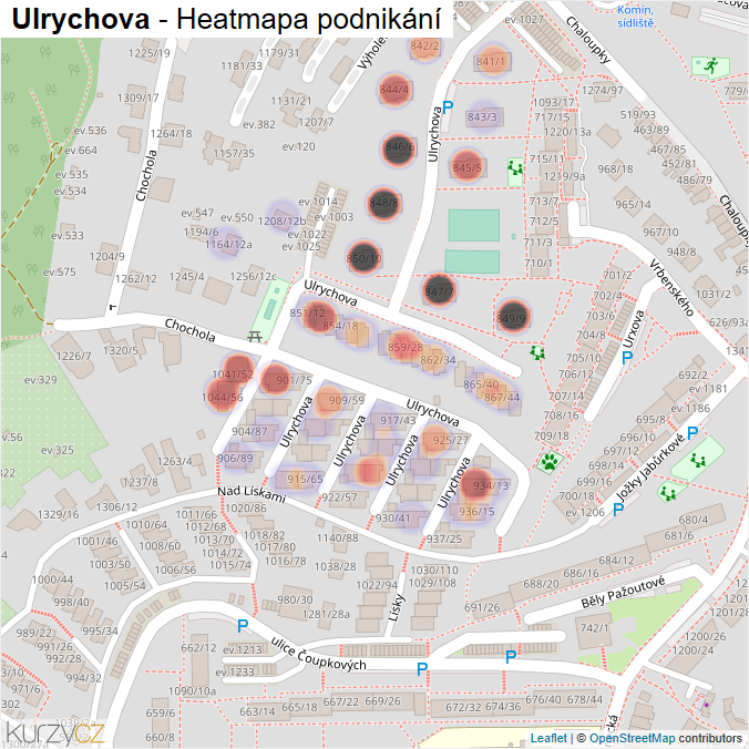 Mapa Ulrychova - Firmy v ulici.