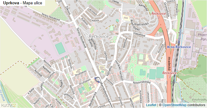 Uprkova - mapa ulice
