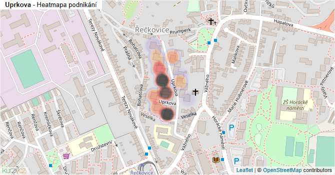 Uprkova - mapa podnikání
