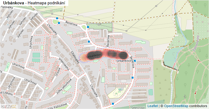 Urbánkova - mapa podnikání