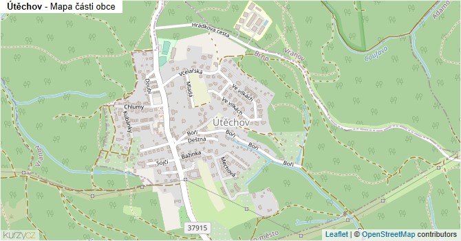 Útěchov - mapa části obce