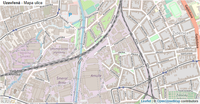Uzavřená - mapa ulice